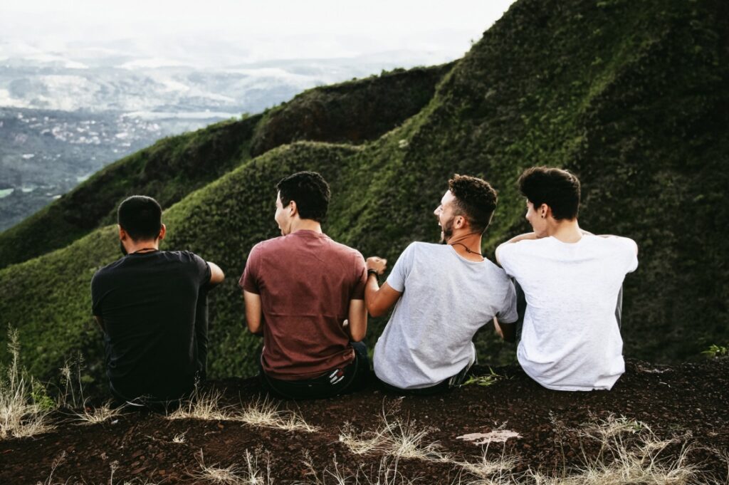 Four Friends Enjoying At Hill Station